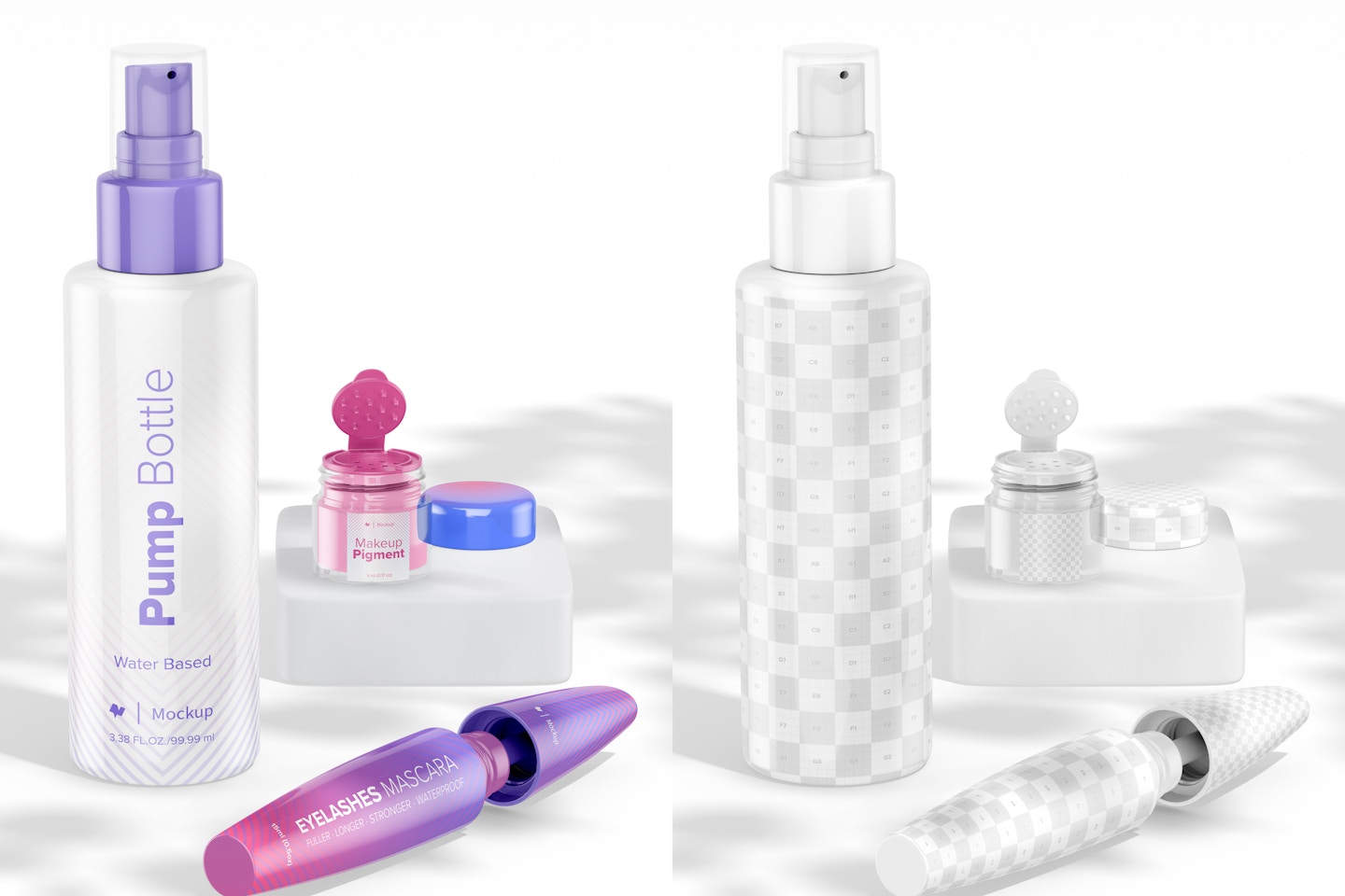 Stationery and Cosmetics Scene Mockup, Front View