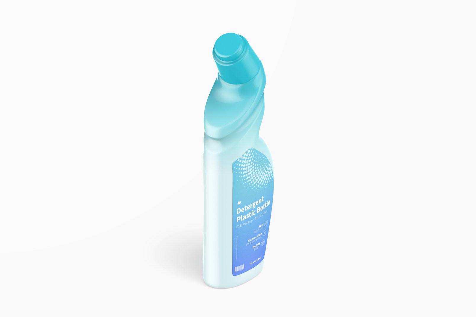 Detergent Plastic Bottle Mockup, Isometric Right View