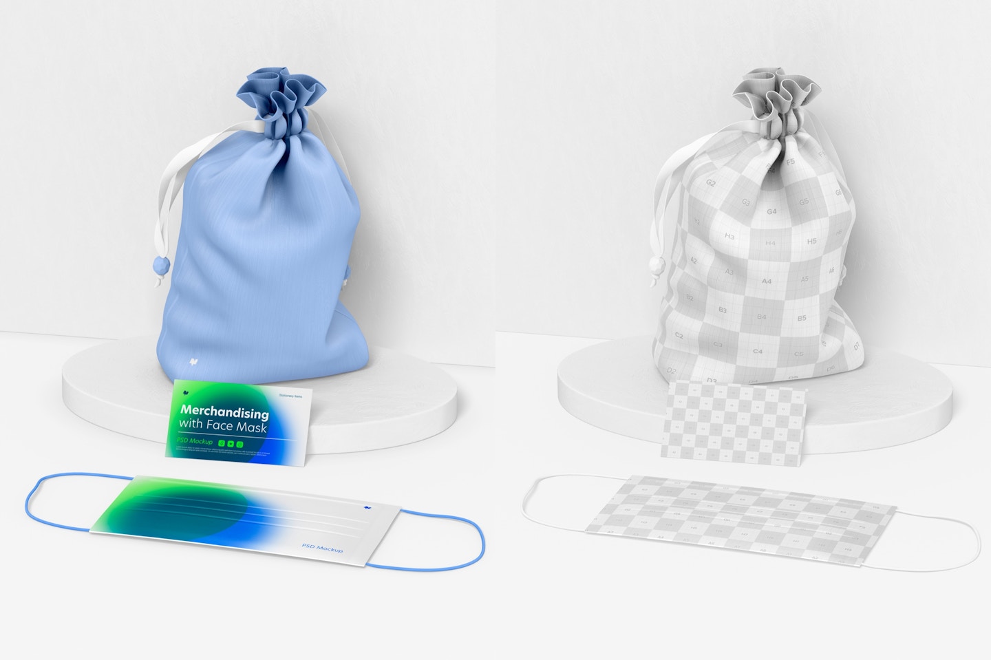 Merchandising with Face Mask Mockup, on Surface