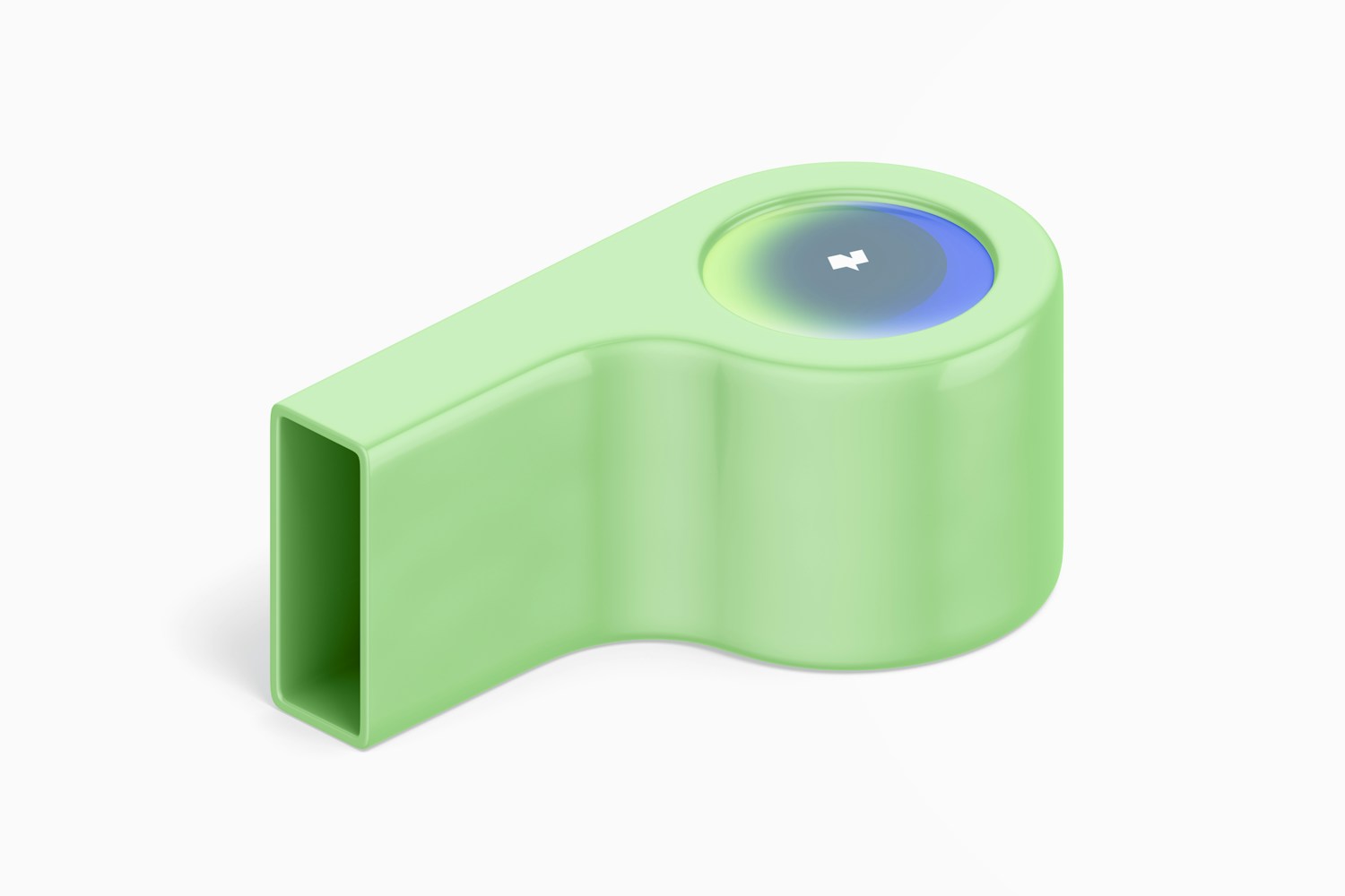 Plastic Whistle Mockup, Isometric Left View Plastic Whistle Mockup, Isometric Left View