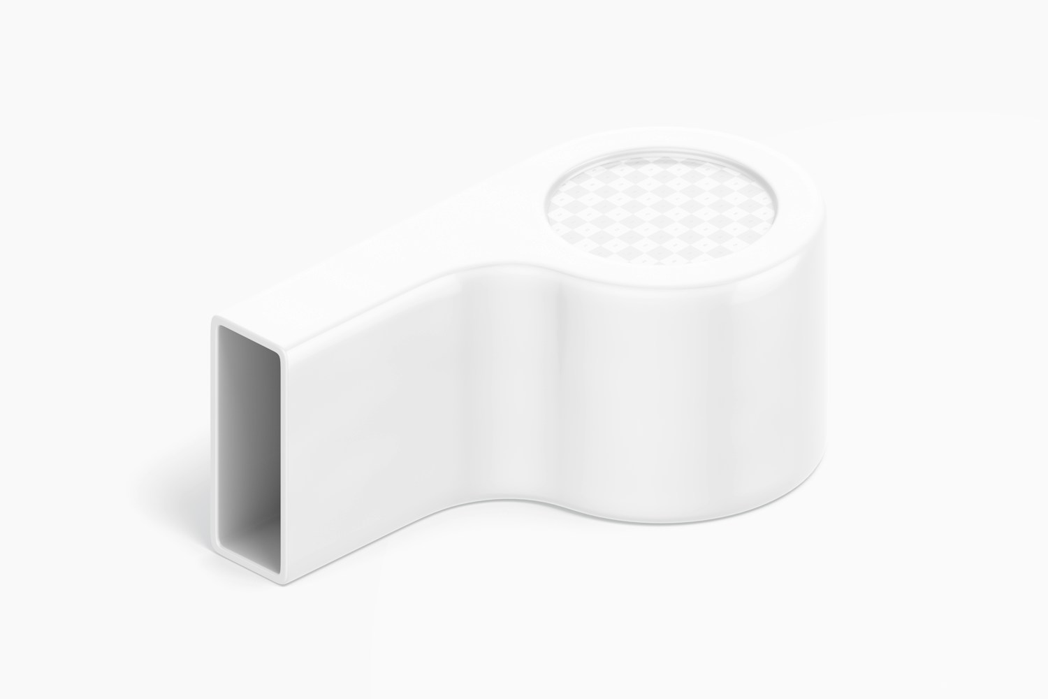 Plastic Whistle Mockup, Isometric Left View Plastic Whistle Mockup, Isometric Left View
