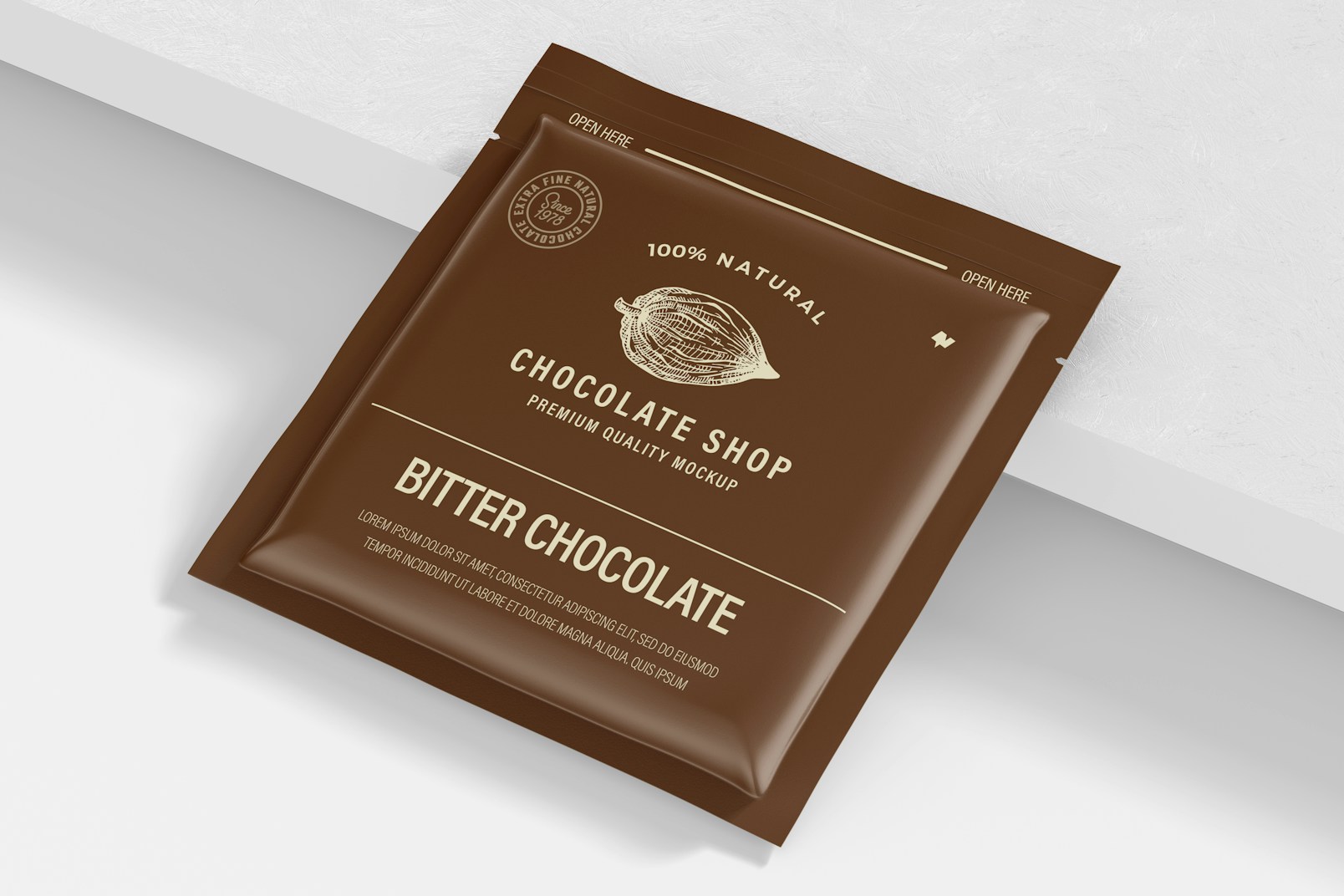 Maqueta de Sobre para Barra de Chocolate, Inclinado