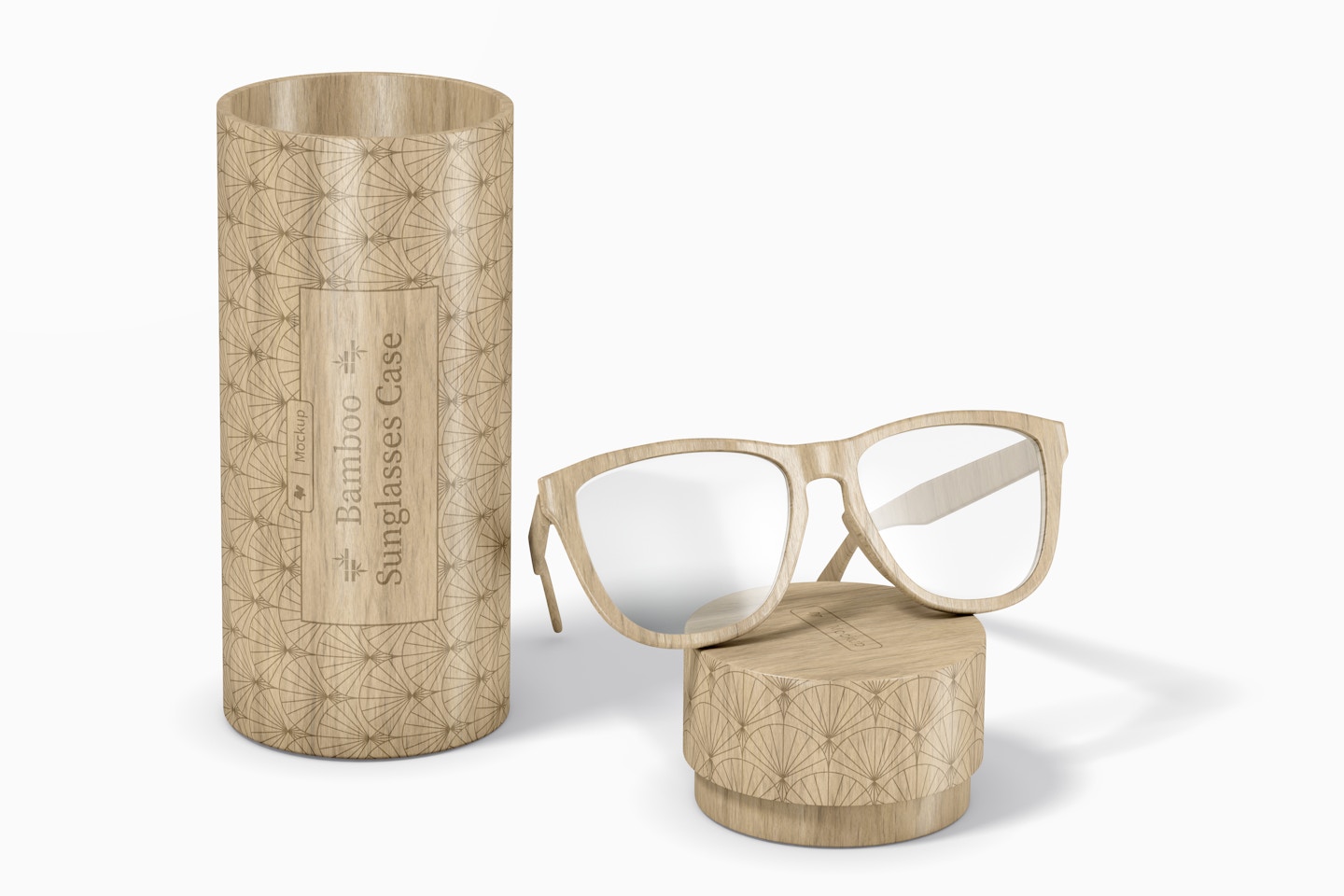 Bamboo Sunglasses Case Mockup, Front View