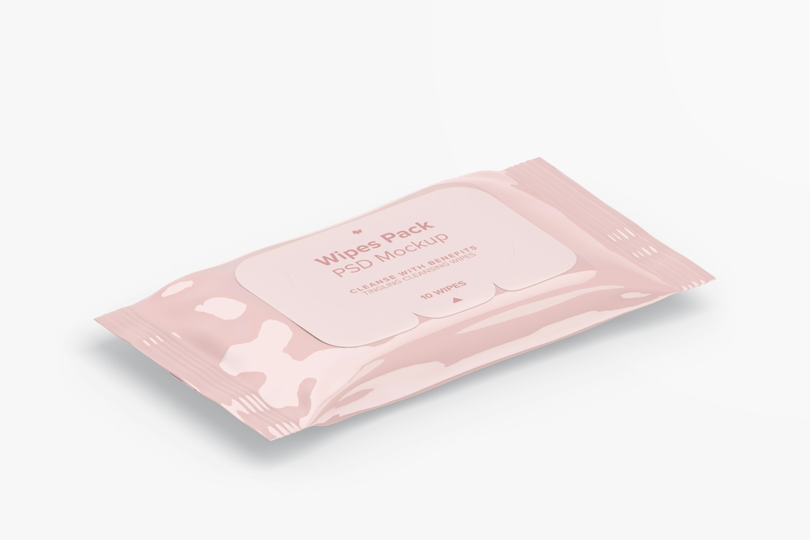 Wipes Pack Mockup, Isometric Right View