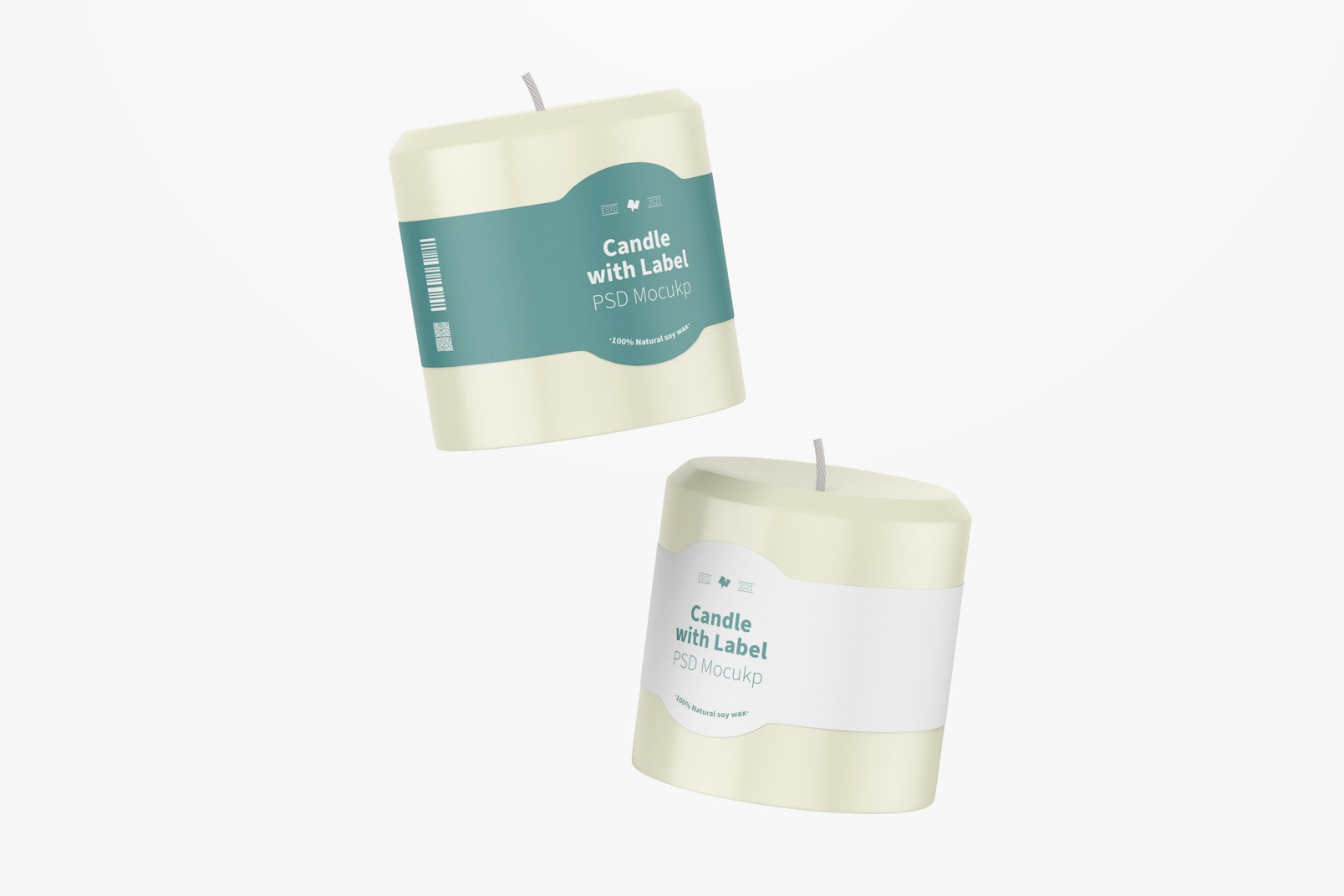 Candle with Label Mockup, Floating