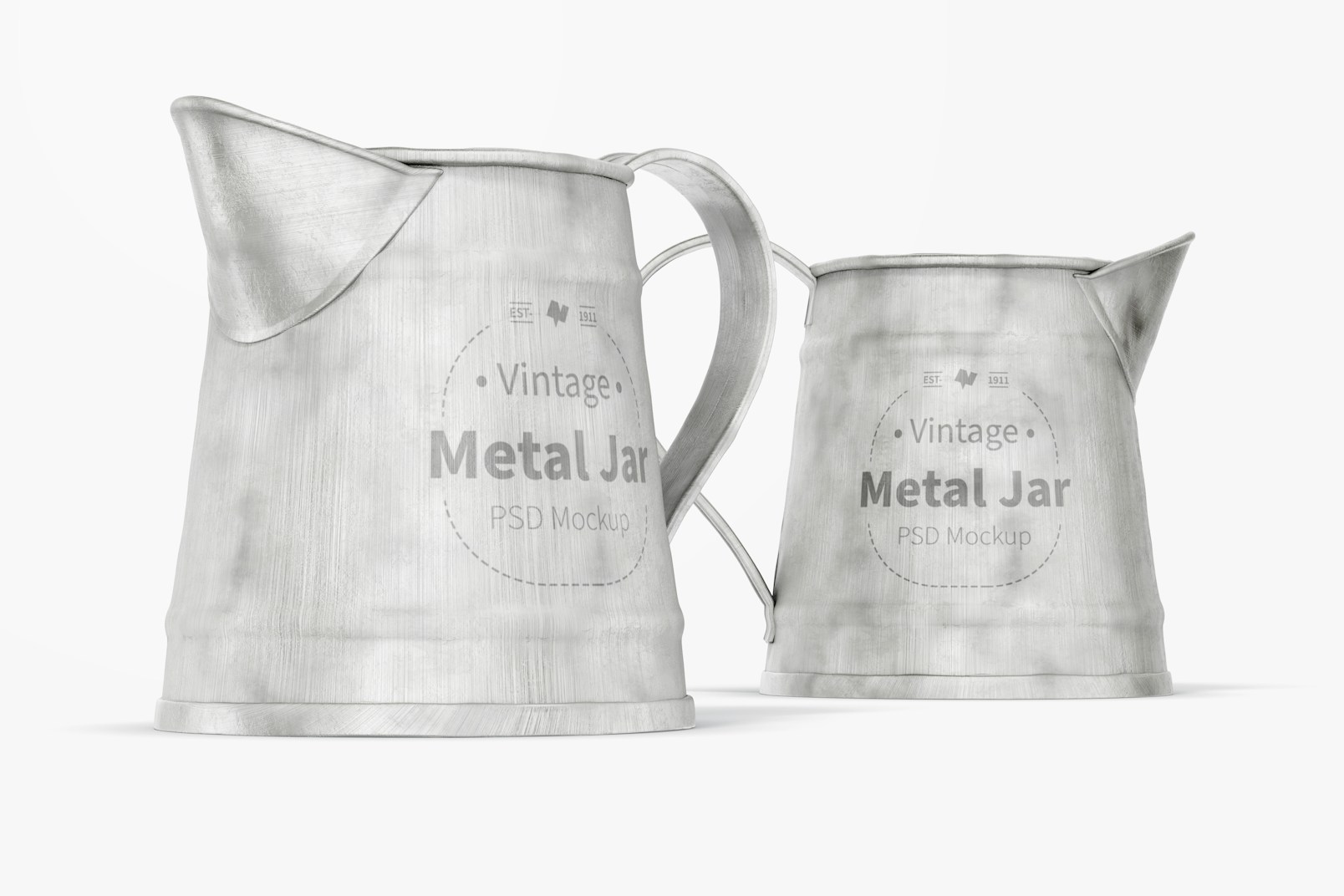 Vintage Metal Jars Mockup, Front View