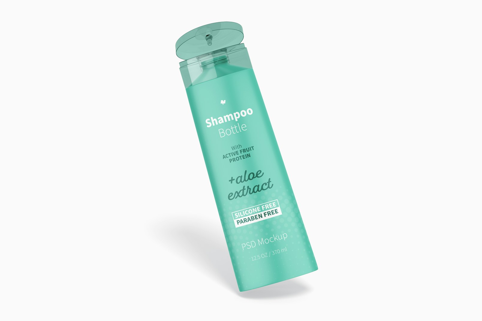 12.5 oz Shampoo Bottle Mockup, Leaned