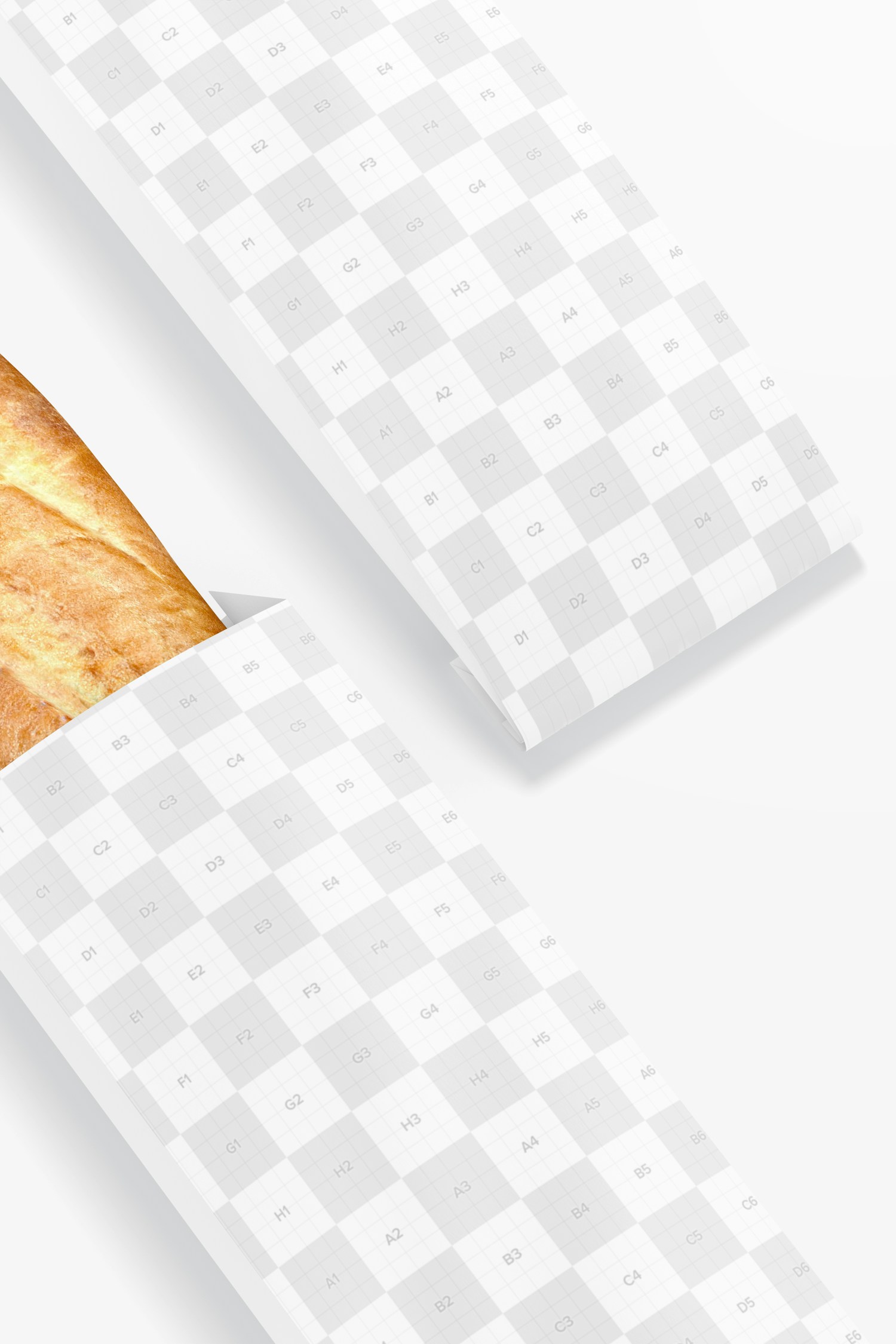 French Bread Paper Bags Mockup, Close Up