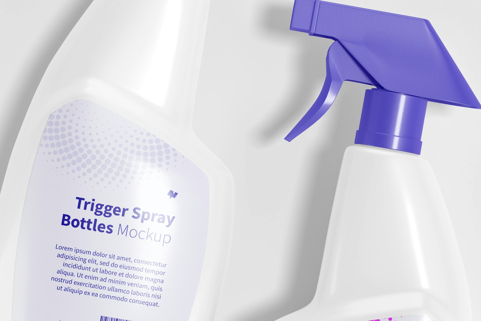 Trigger Spray Bottles Mockup, Close-Up