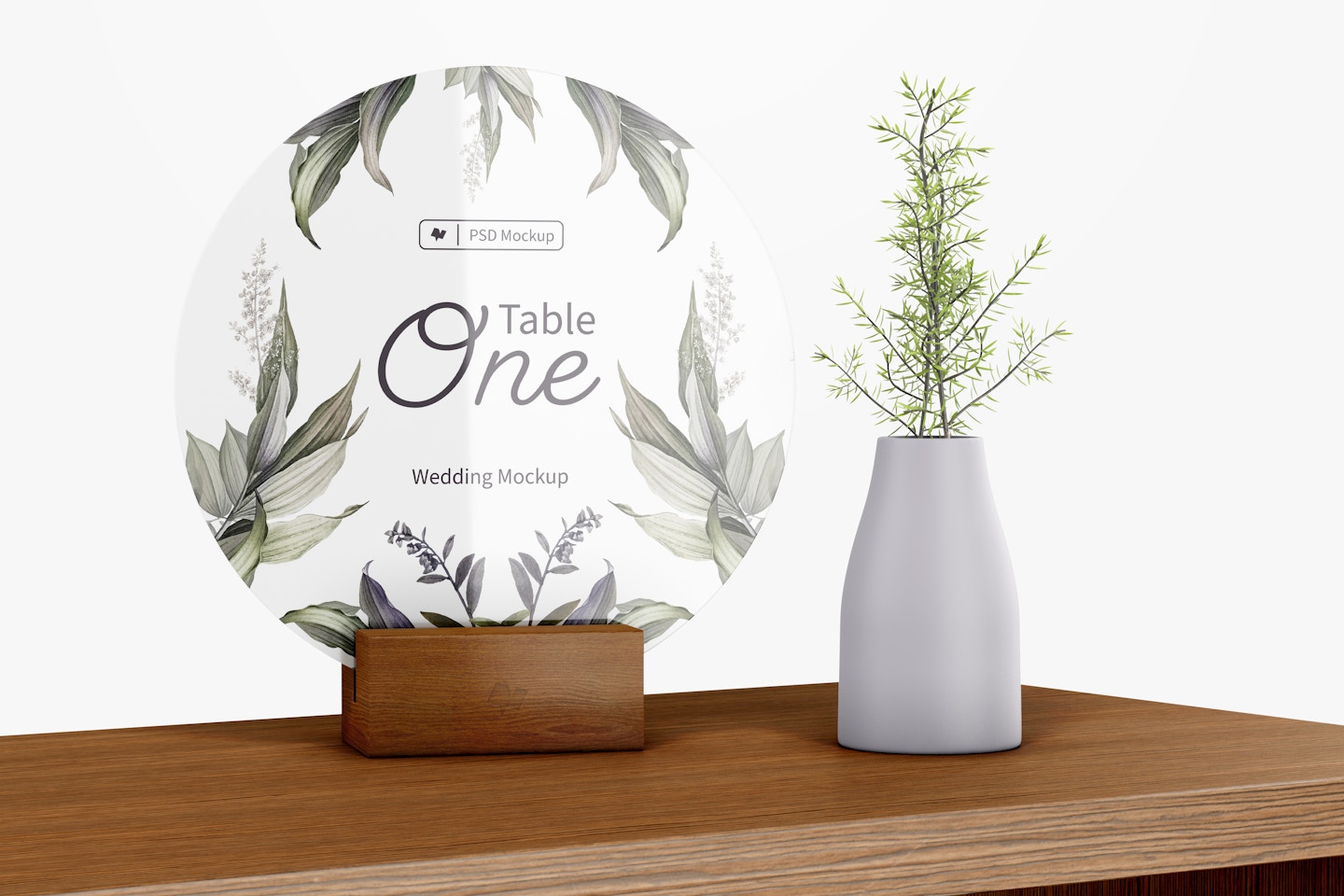 Round Table Sign Mockup, Left View