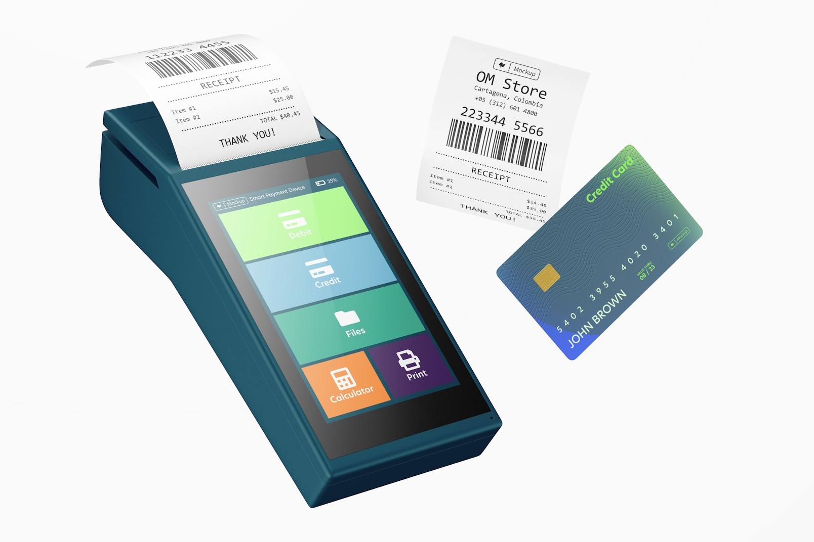 Smart Payment Device Mockup, Floating