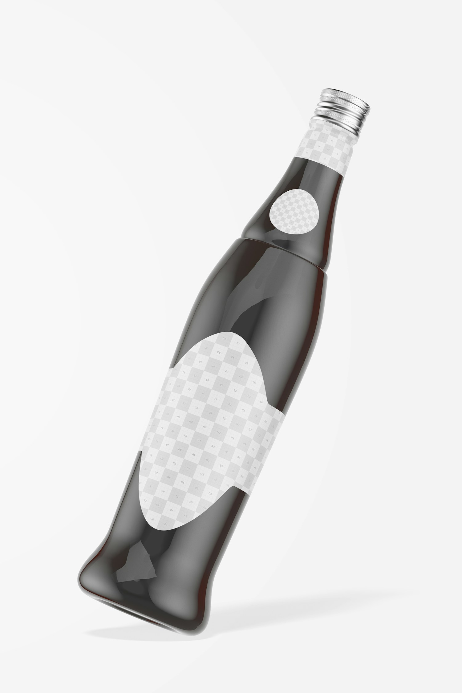 Dark Amber Rum Bottle Mockup, Leaned Dark Amber Rum Bottle Mockup, Leaned