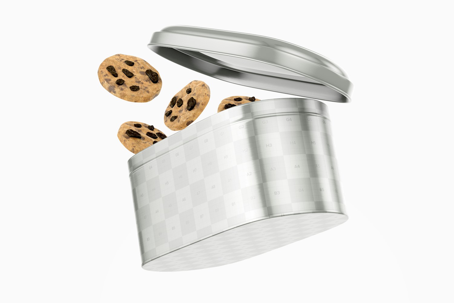 Rectangular Cookie Tin Box Mockup, Floating