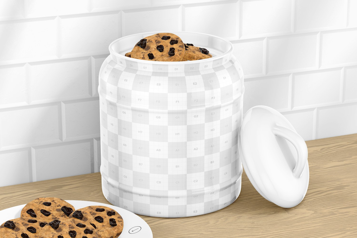 Ceramic Cookie Jar Mockup, Perspective