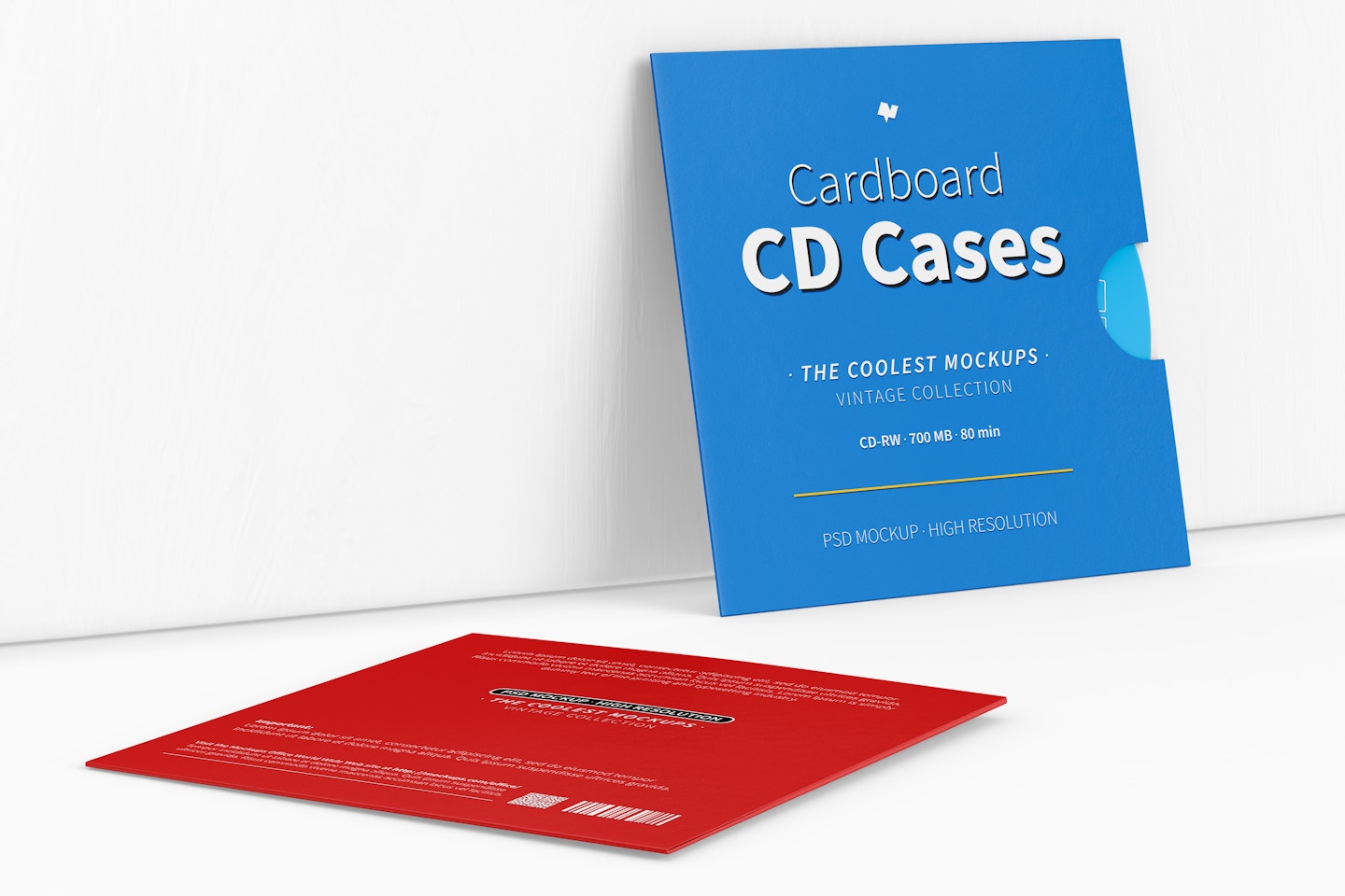 Cardboard CD Cases Mockup, Leaned and Dropped