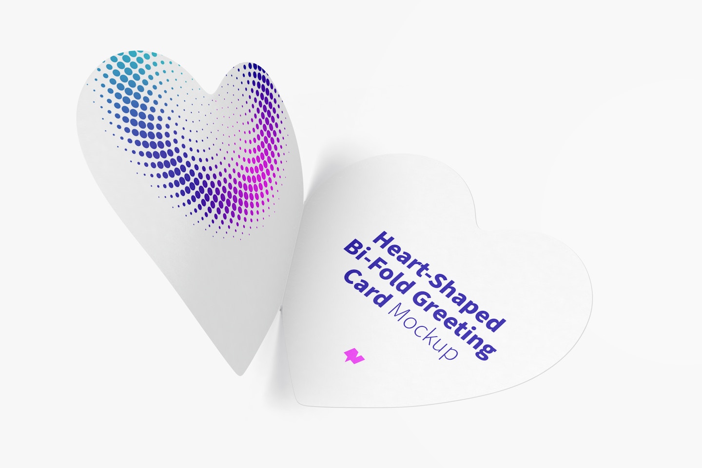 Heart-Shaped Bi-Fold Greeting Card Mockup, Opened