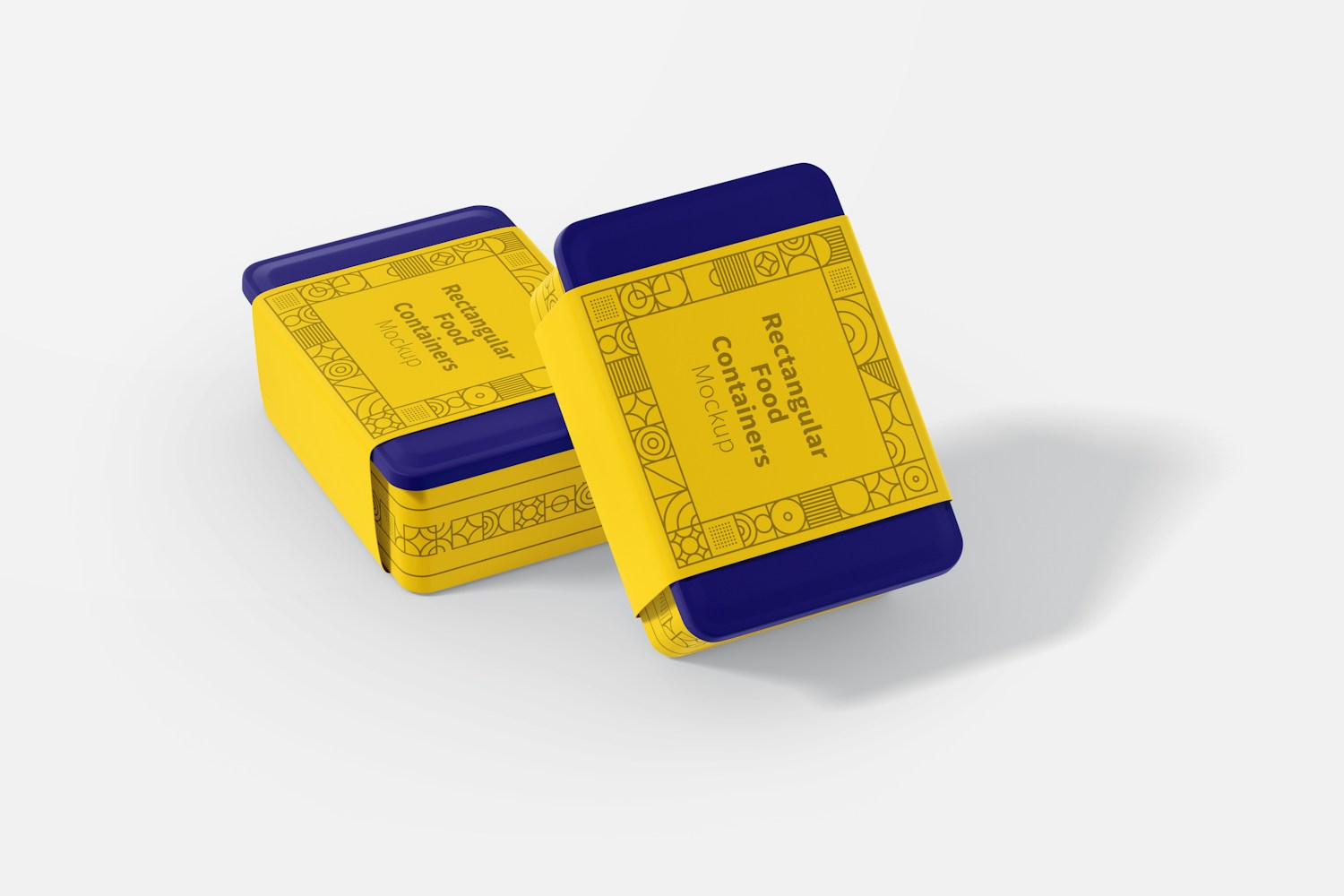 Rectangular Plastic Food Delivery Containers Mockup, Perspective