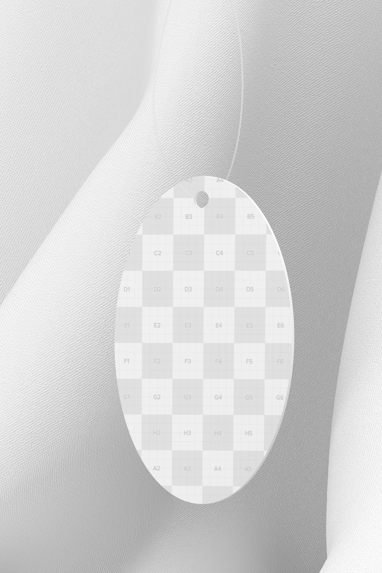 Oval Cardboard Tag with Plastic Loop Mockup, Hanging