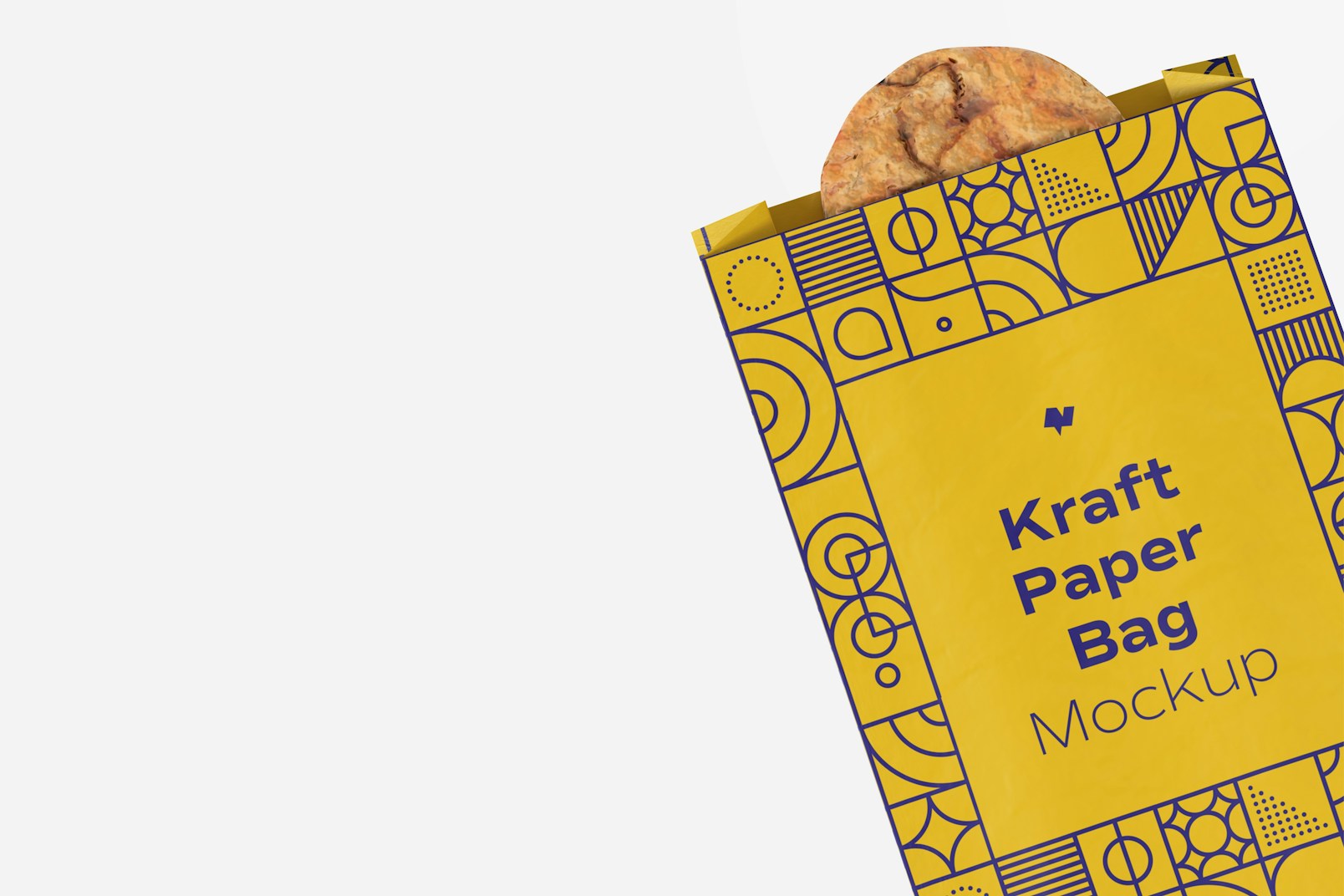 Kraft Paper Bag With Cookie Mockup, Close Up