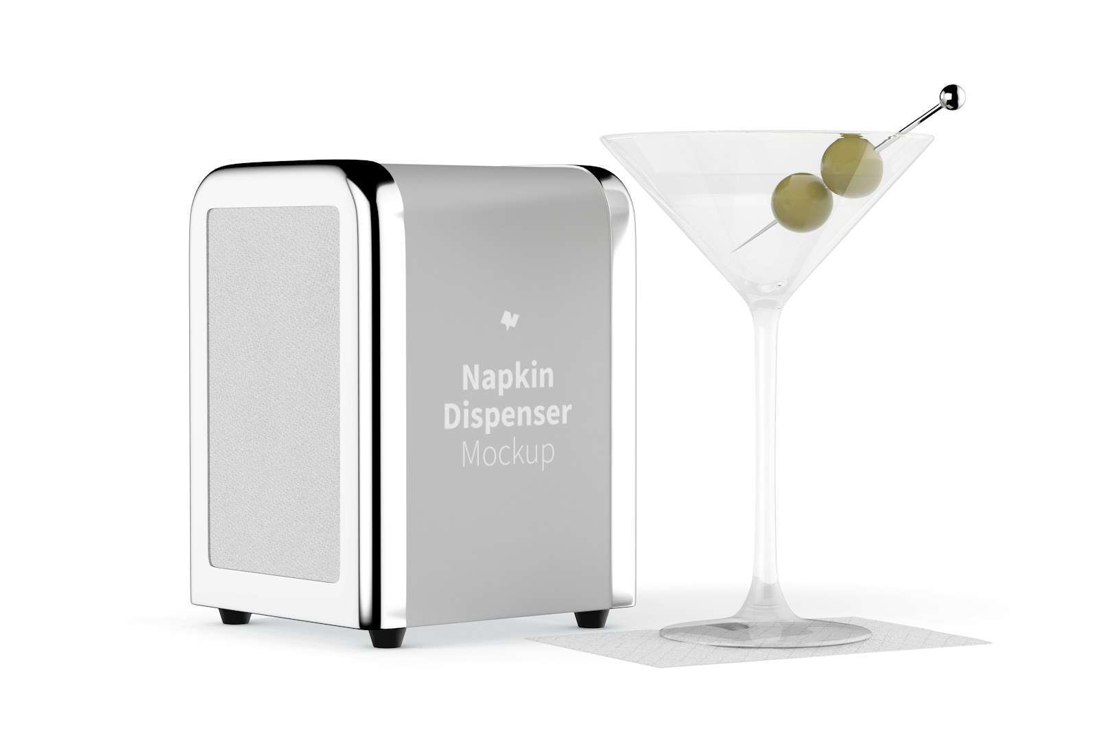 Napkin Dispenser Mockup, Perspective View