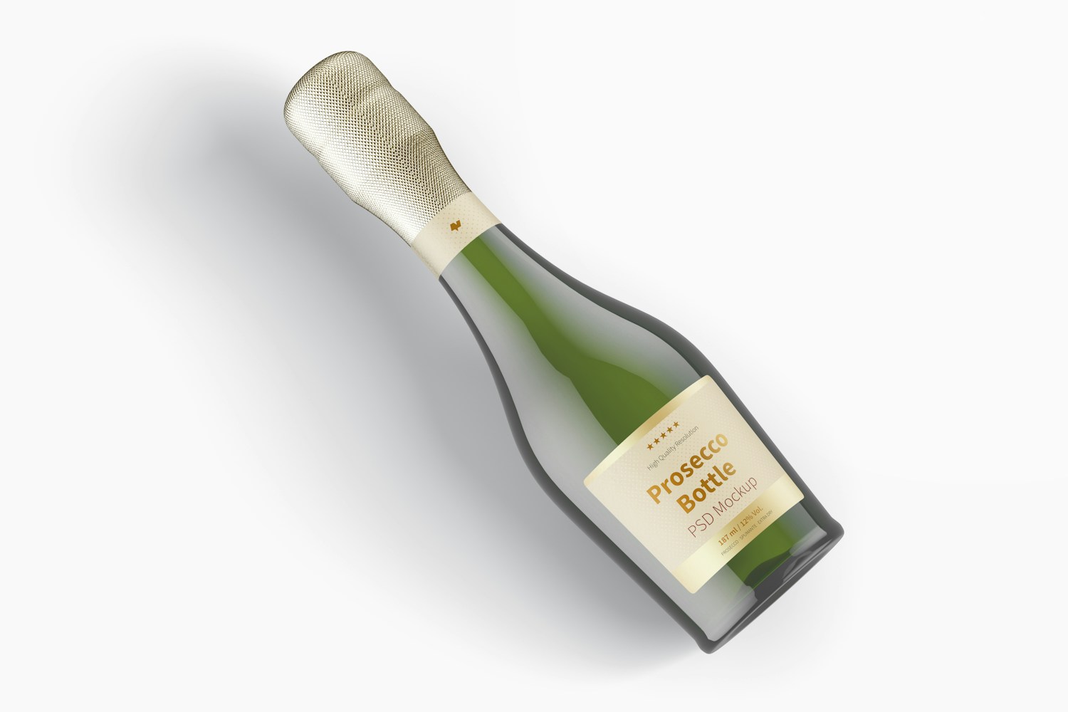 187 ml Prosecco Bottle Mockup, Top View