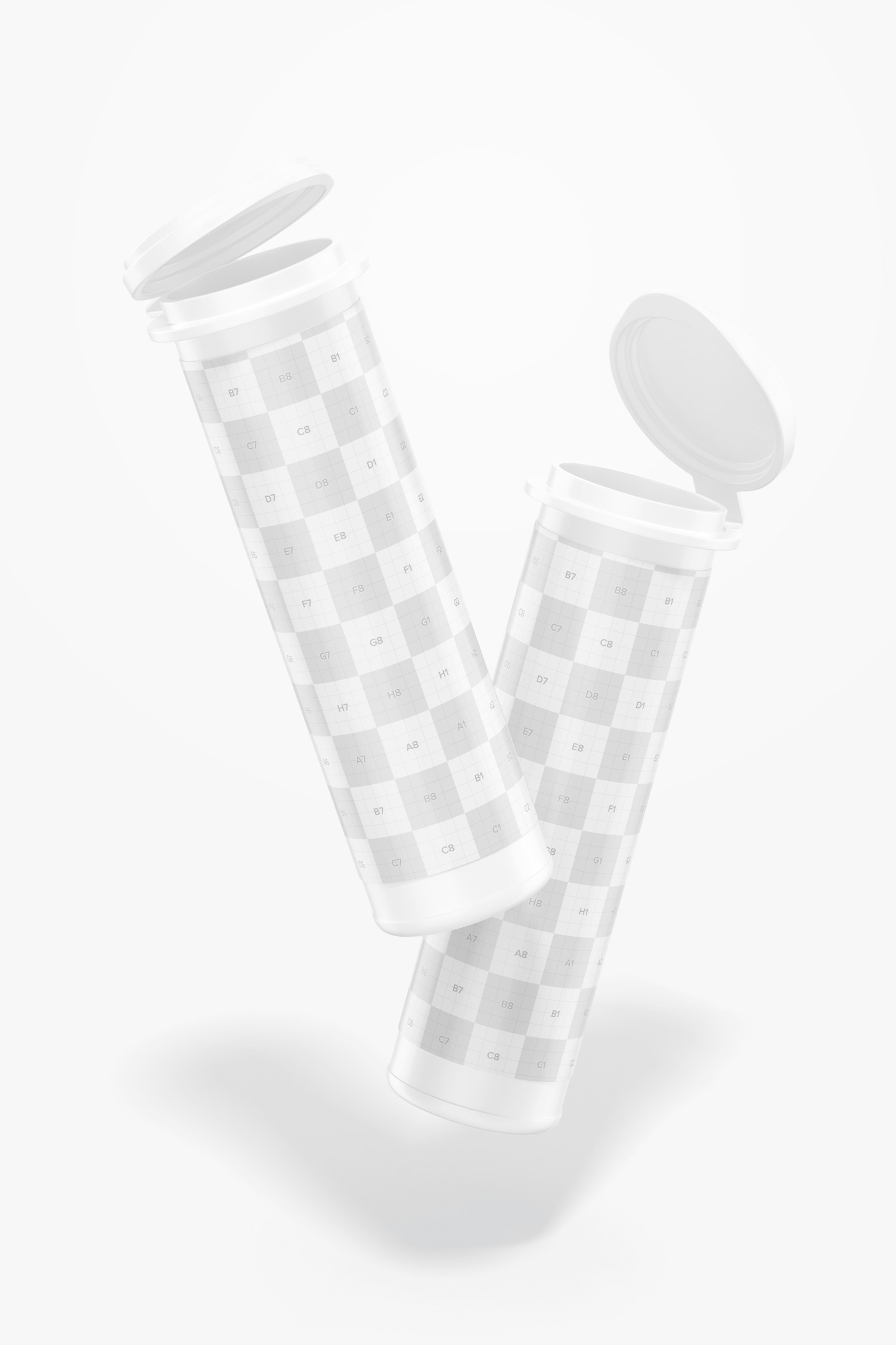 Candy Tubes with Flip Cap Mockup, Floating