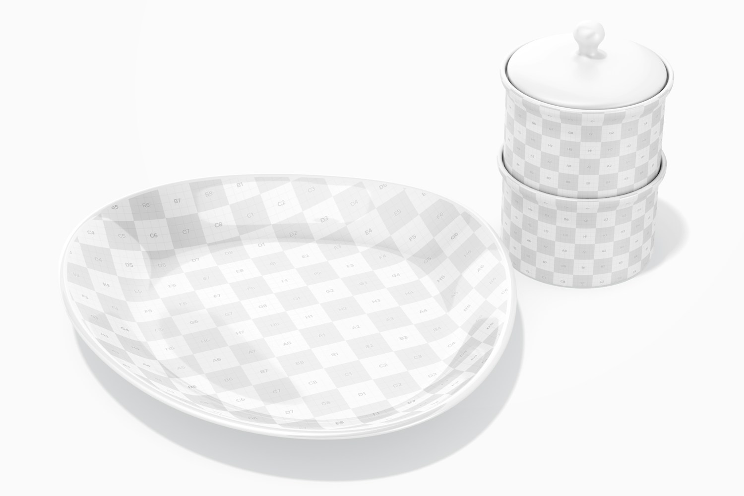 Ceramic Luxury Plate Mockup, with Salt Jar
