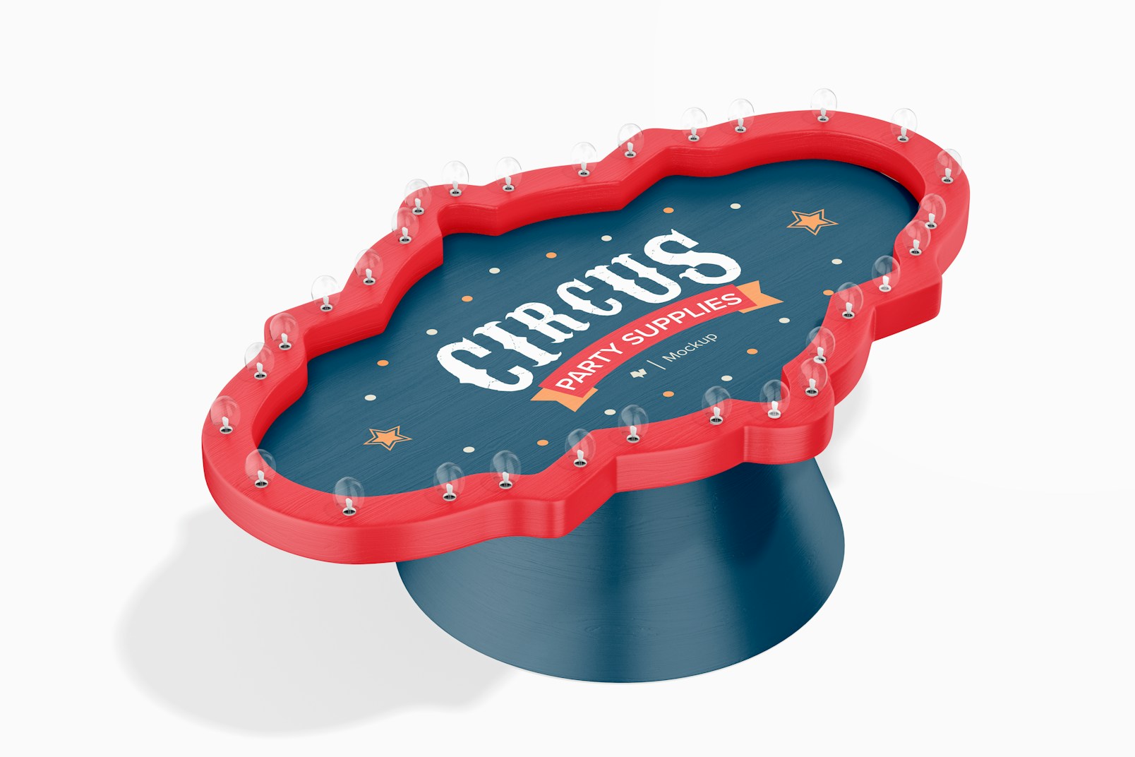 Circus Party Sign Mockup, on Podium