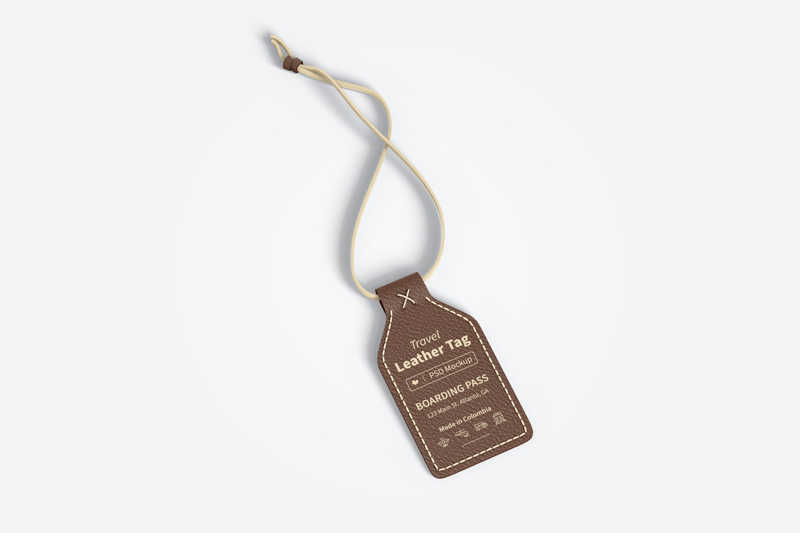 Travel Leather Tag Mockup, Top View