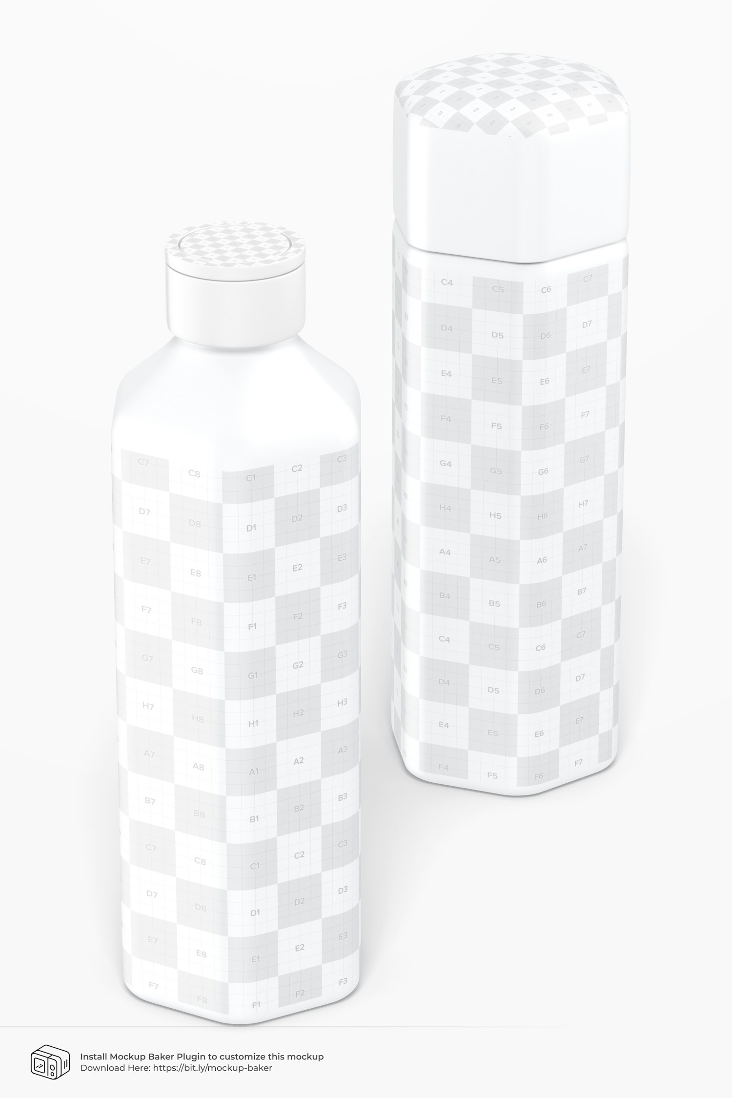 700 ml Hexagon Water Bottles Mockup