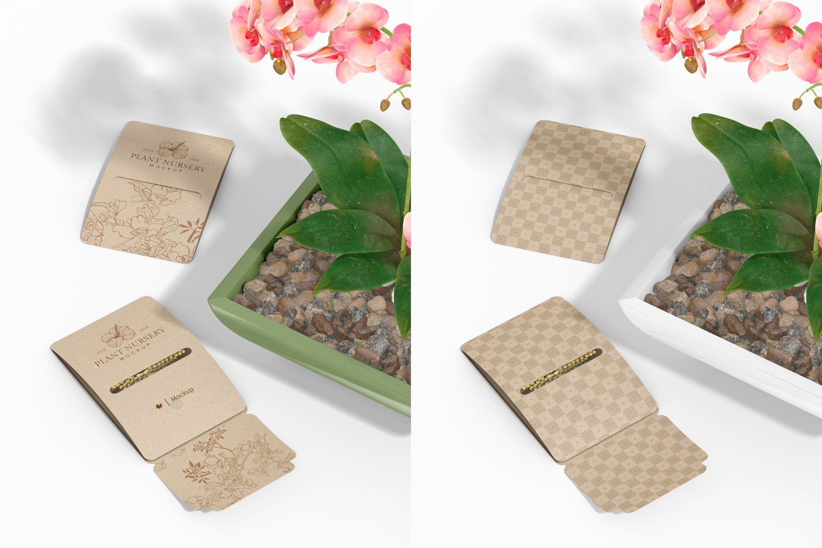 Kraft Envelopes for Seeds Mockup, Opened and Closed