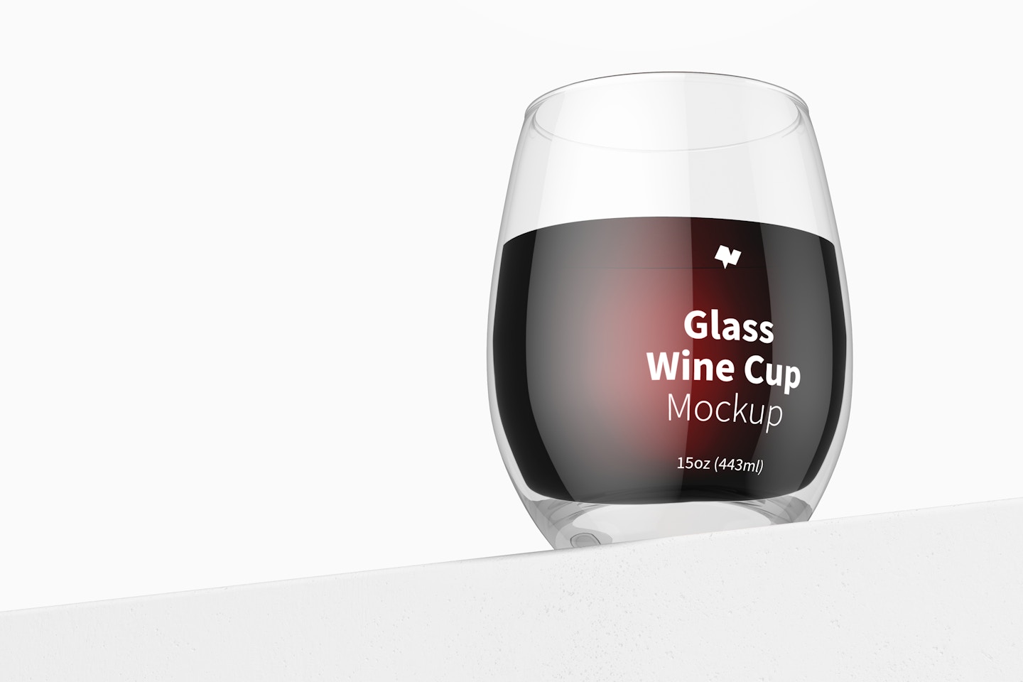 15 oz Glass Wine Cup Mockup, Perspective