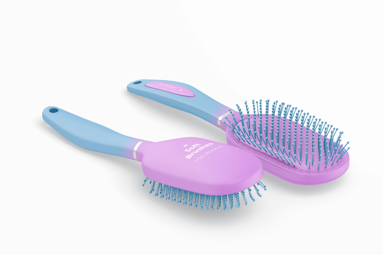 Soft Brushes for Hair Mockup, Isometric View