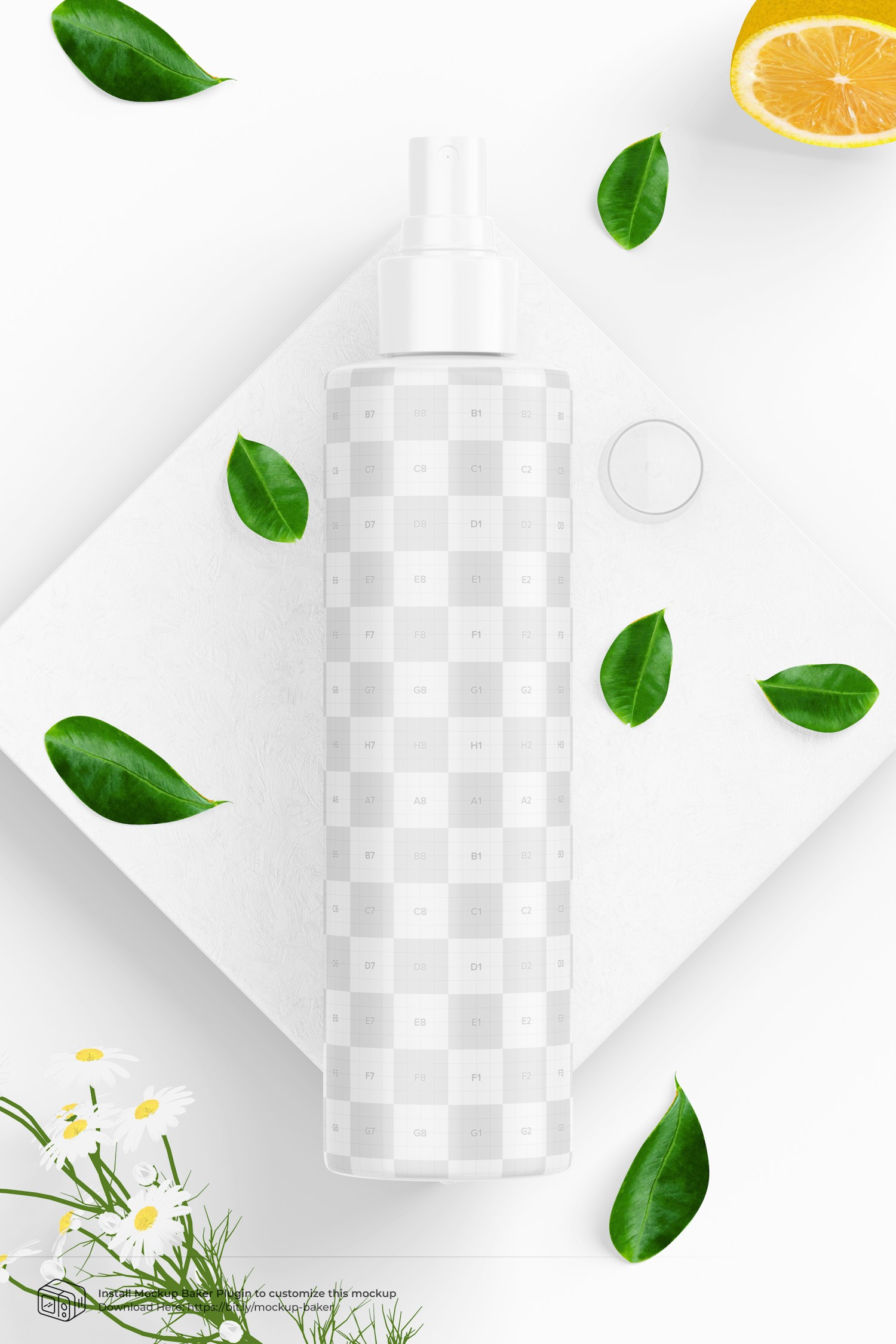 7 oz Spray Bottle with Leaves Mockup