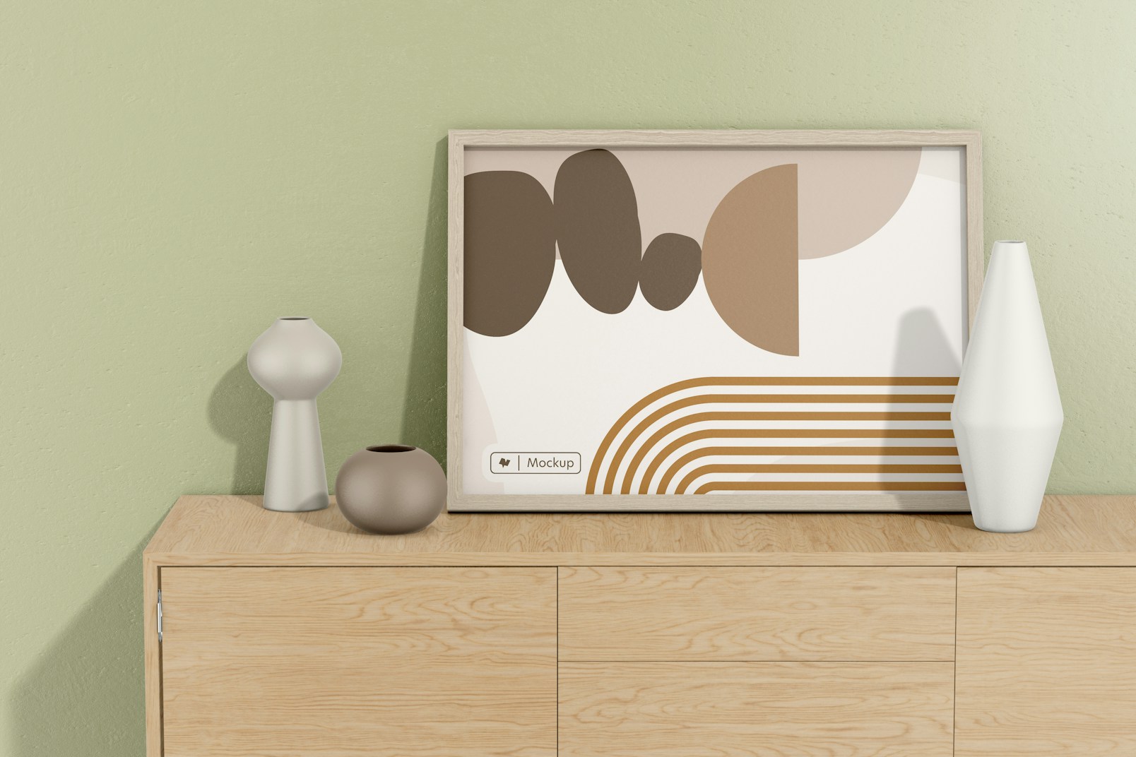 Medium Nordic Frame Mockup, on Shelf