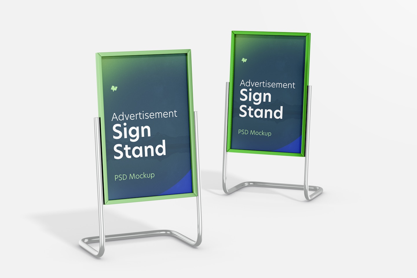 Advertisement Sign Stands Mockup, Front View