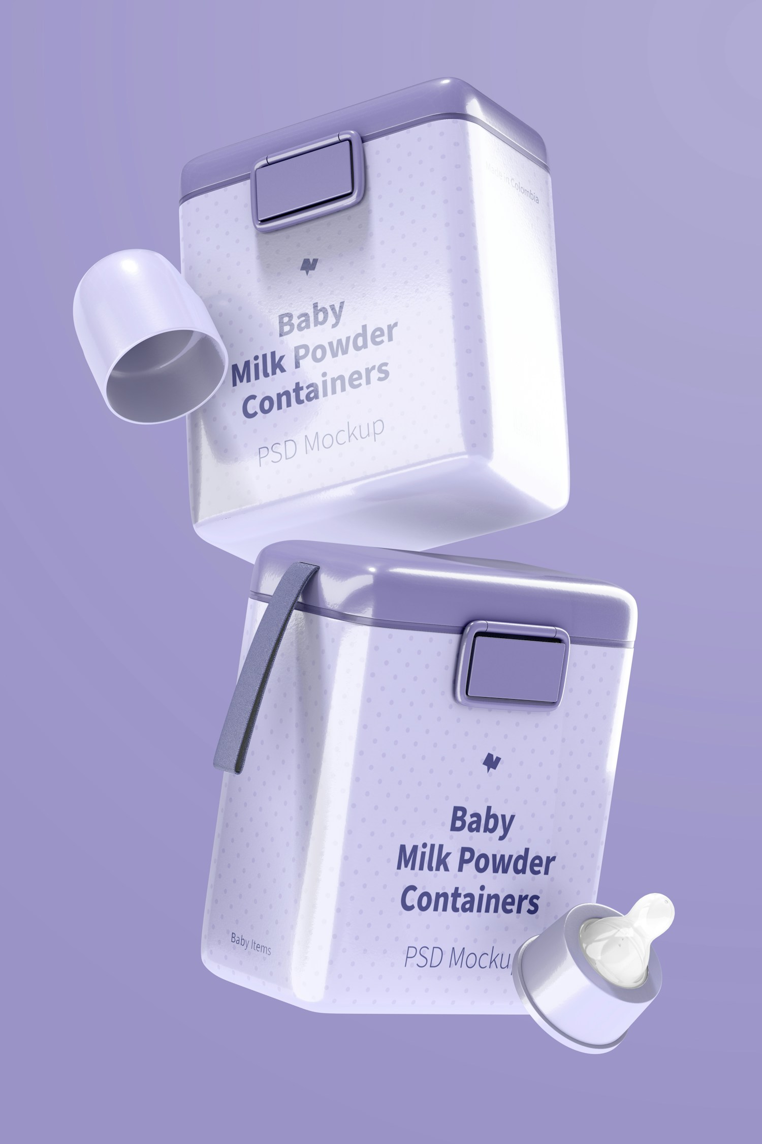 Large Baby Milk Powder Containers Mockup, Falling Large Baby Milk Powder Containers Mockup, Falling