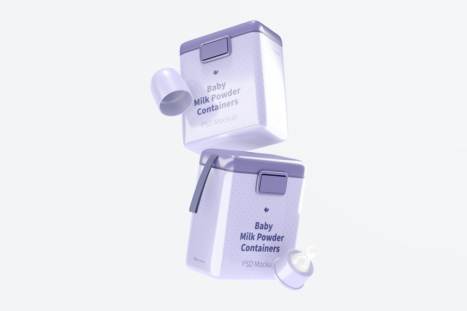Large Baby Milk Powder Containers Mockup, Falling Large Baby Milk Powder Containers Mockup, Falling