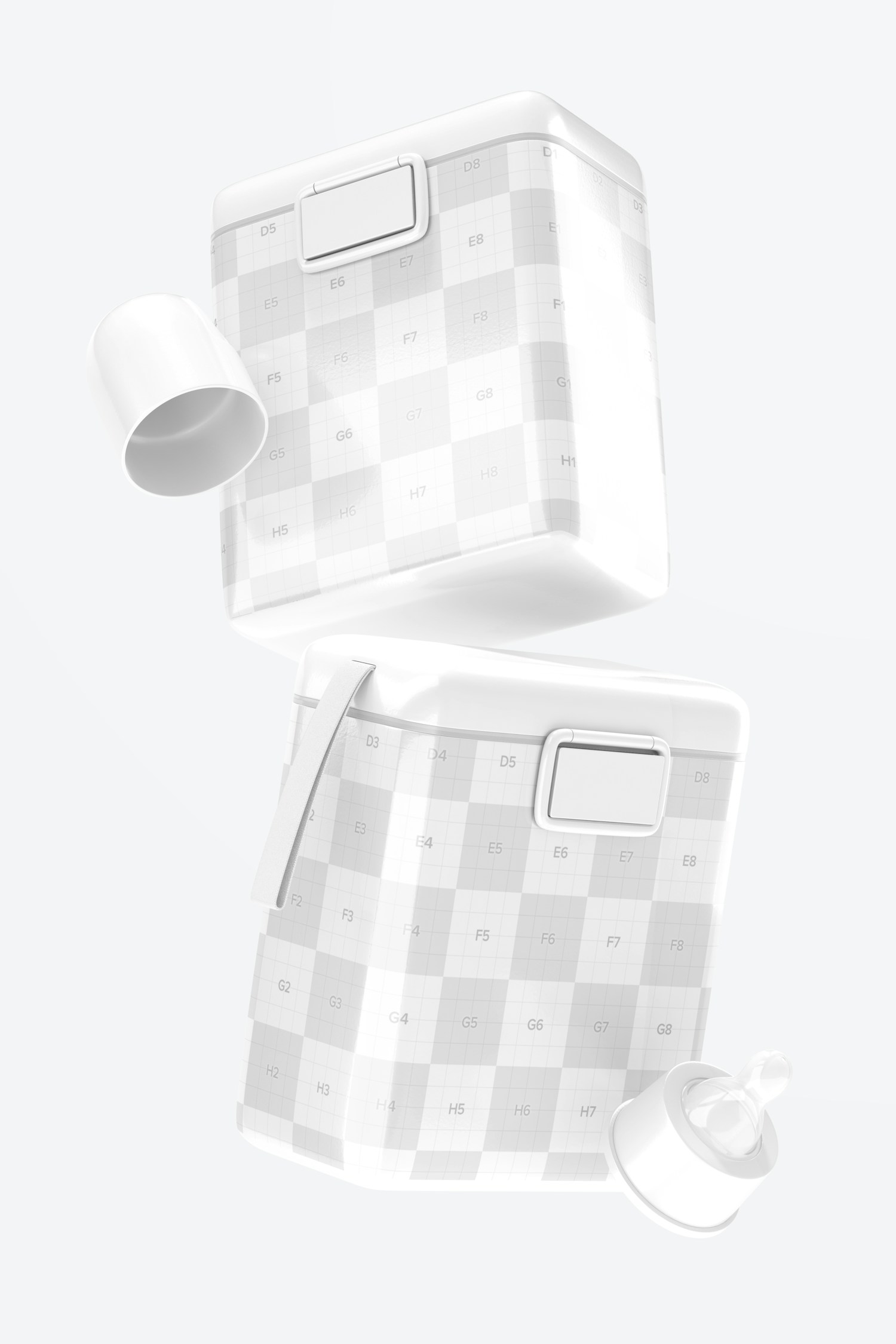 Large Baby Milk Powder Containers Mockup, Falling Large Baby Milk Powder Containers Mockup, Falling