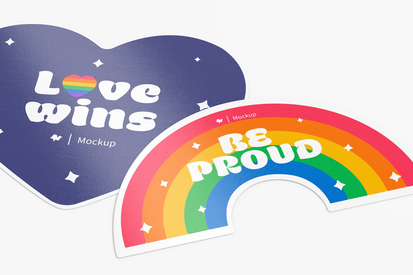 Pride Stickers Set Mockup, Close Up