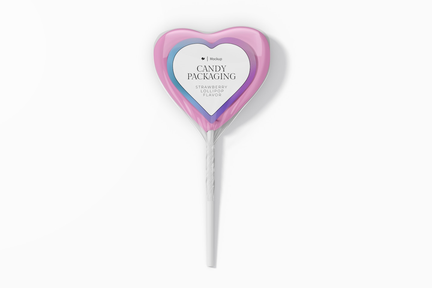 Heart Lollipop with Label Mockup, Top View
