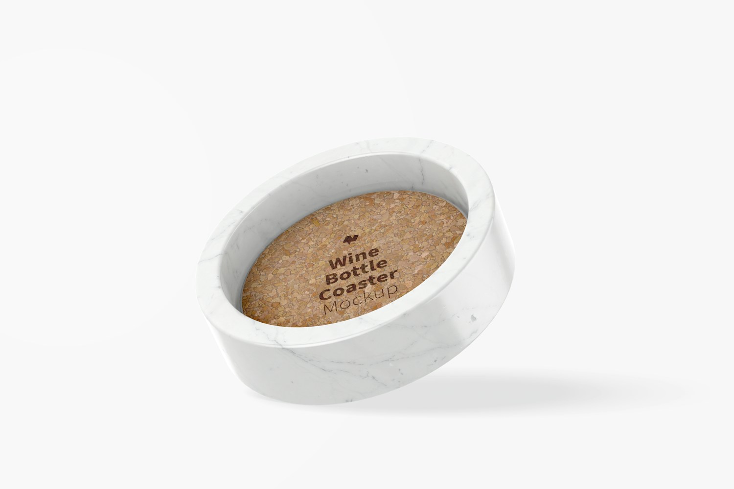 Wine Bottle Coaster Mockup, Leaned Wine Bottle Coaster Mockup, Leaned