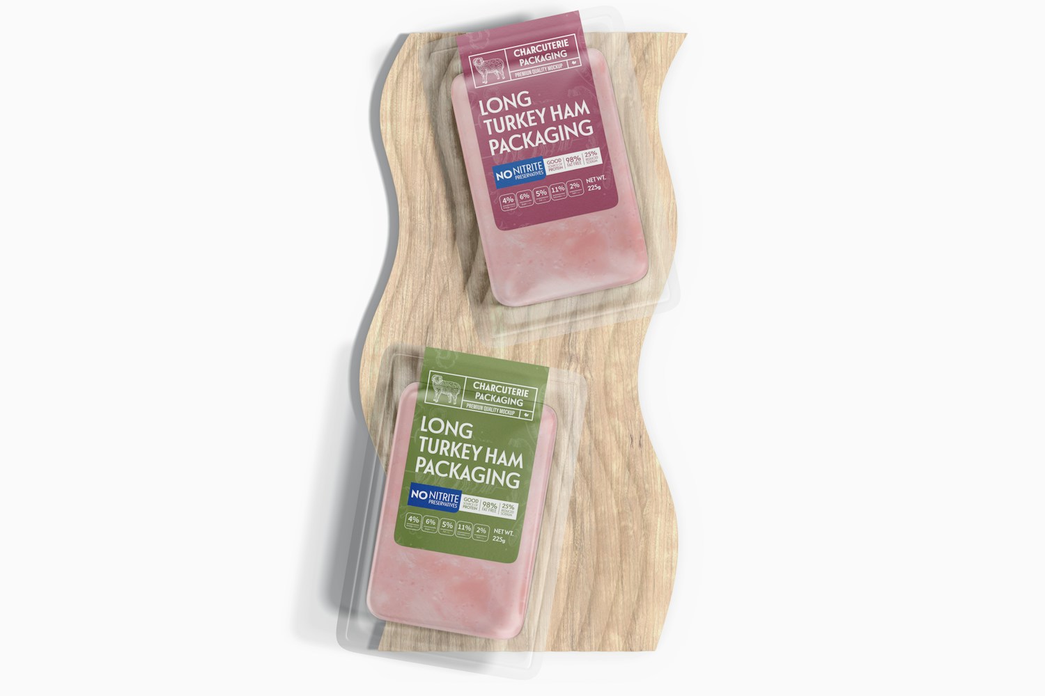 Long Turkey Ham Packaging Mockup, Top View