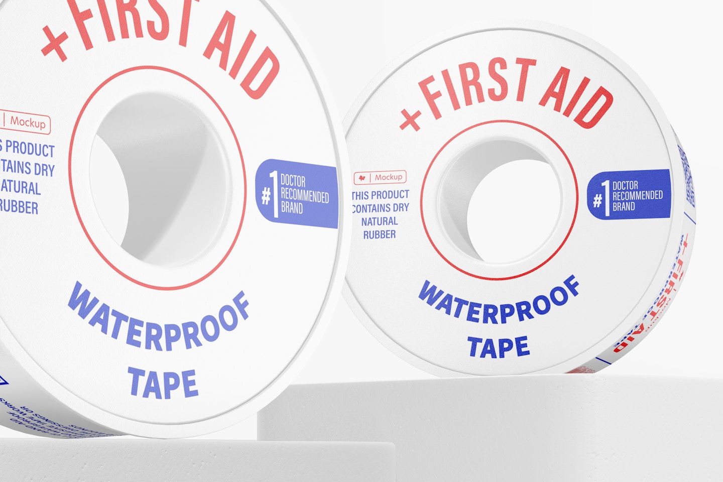 First Aid Waterproof Tapes Mockup, Low Angle View