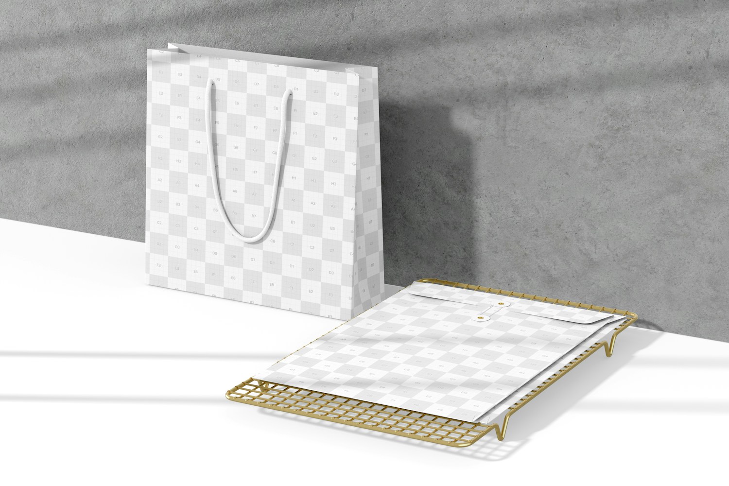 Shopping Bag with Stationary Mockup, Perspective