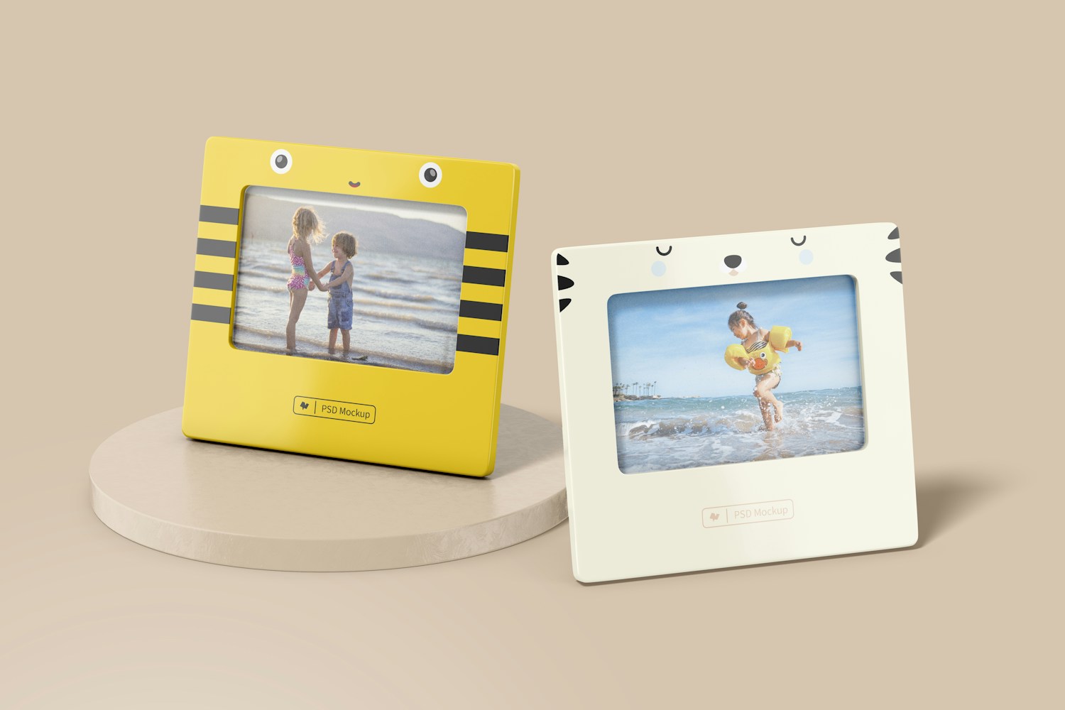 Children Table Photo Frames Mockup, Front View