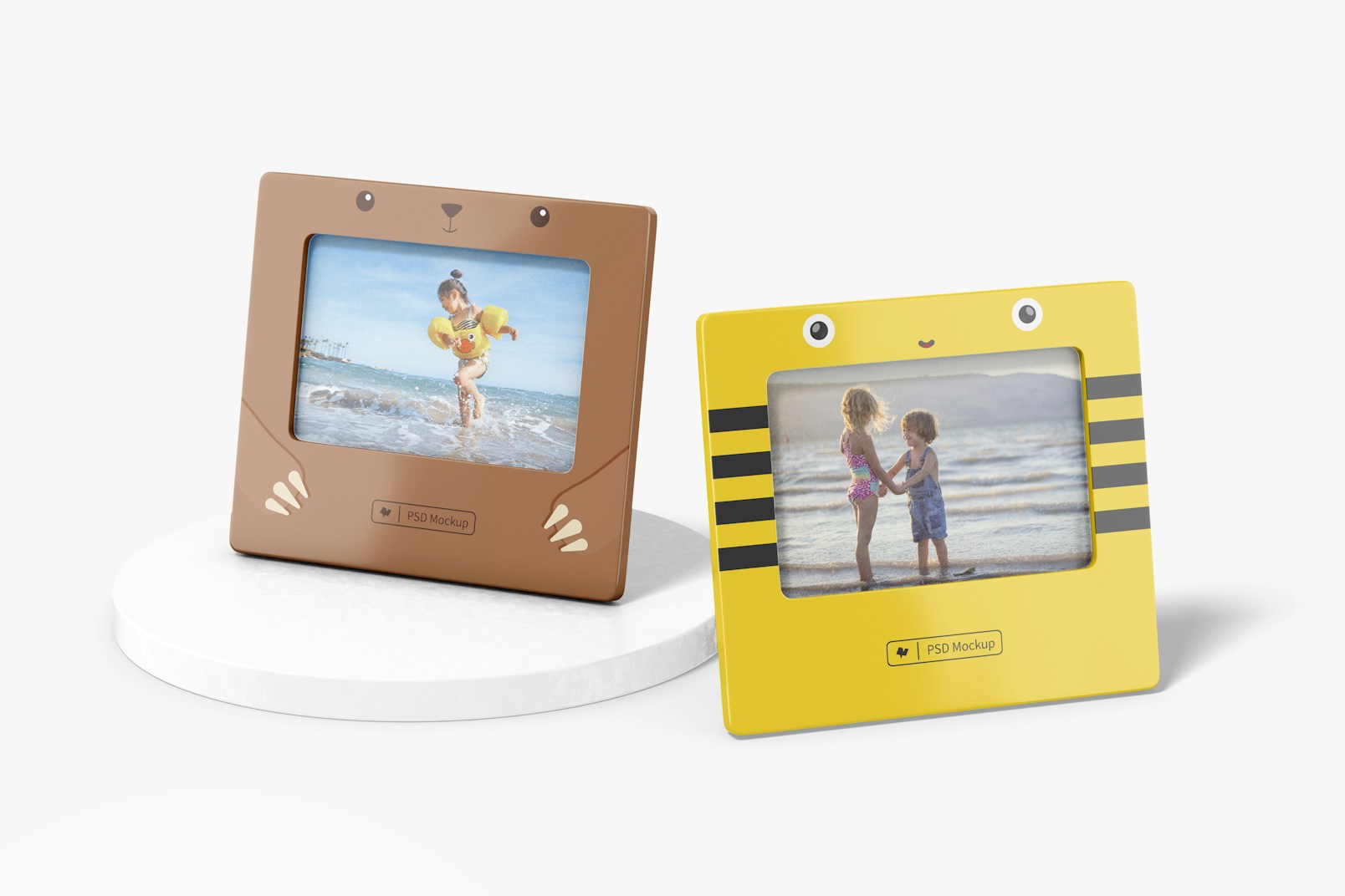 Children Table Photo Frames Mockup, Front View