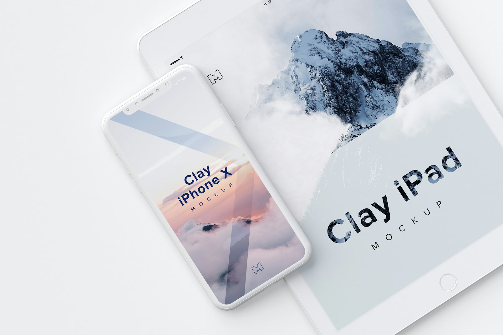 Clay iPhone X and iPad Mockup 01