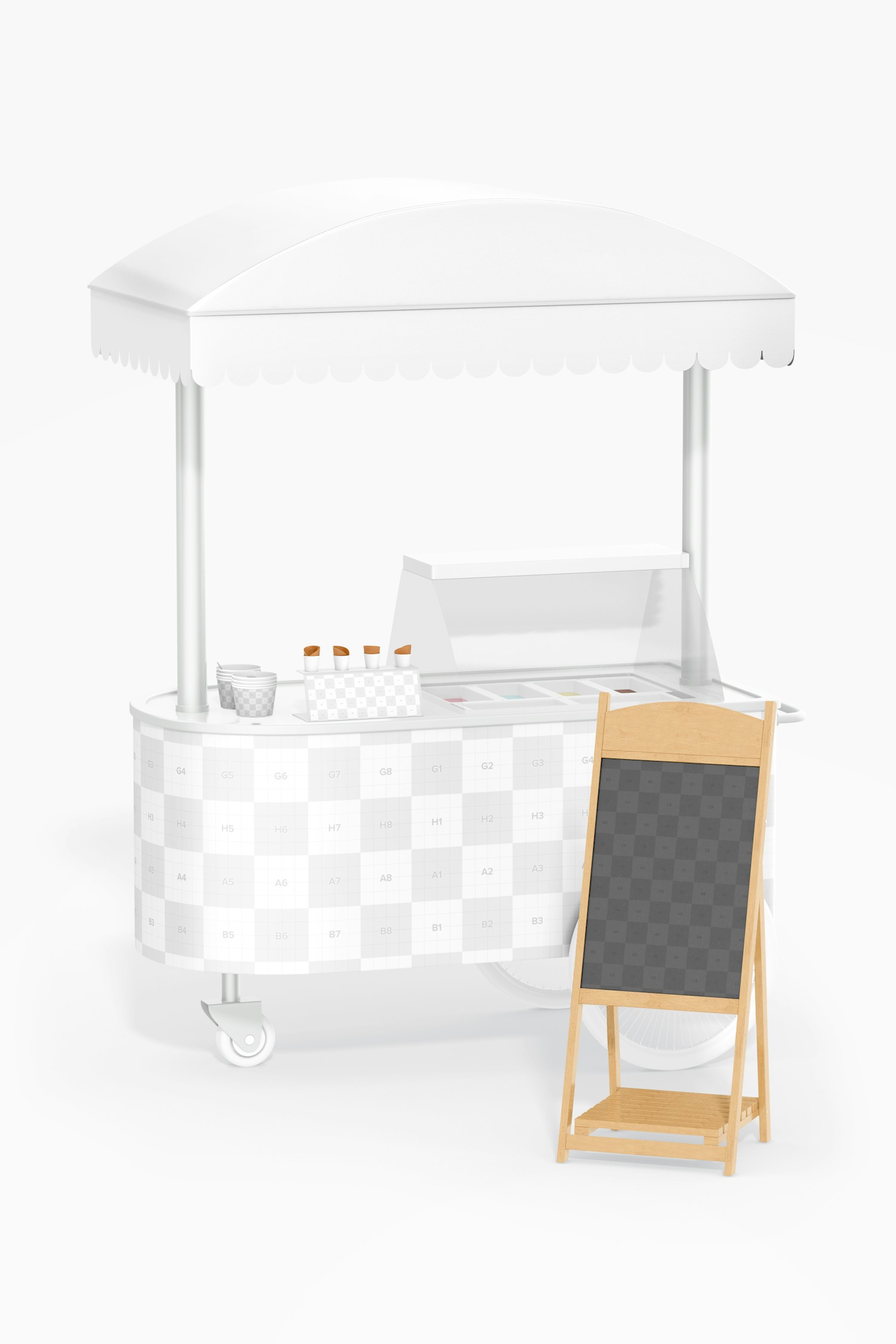 Ice Cream Cart Mockup, with Sign