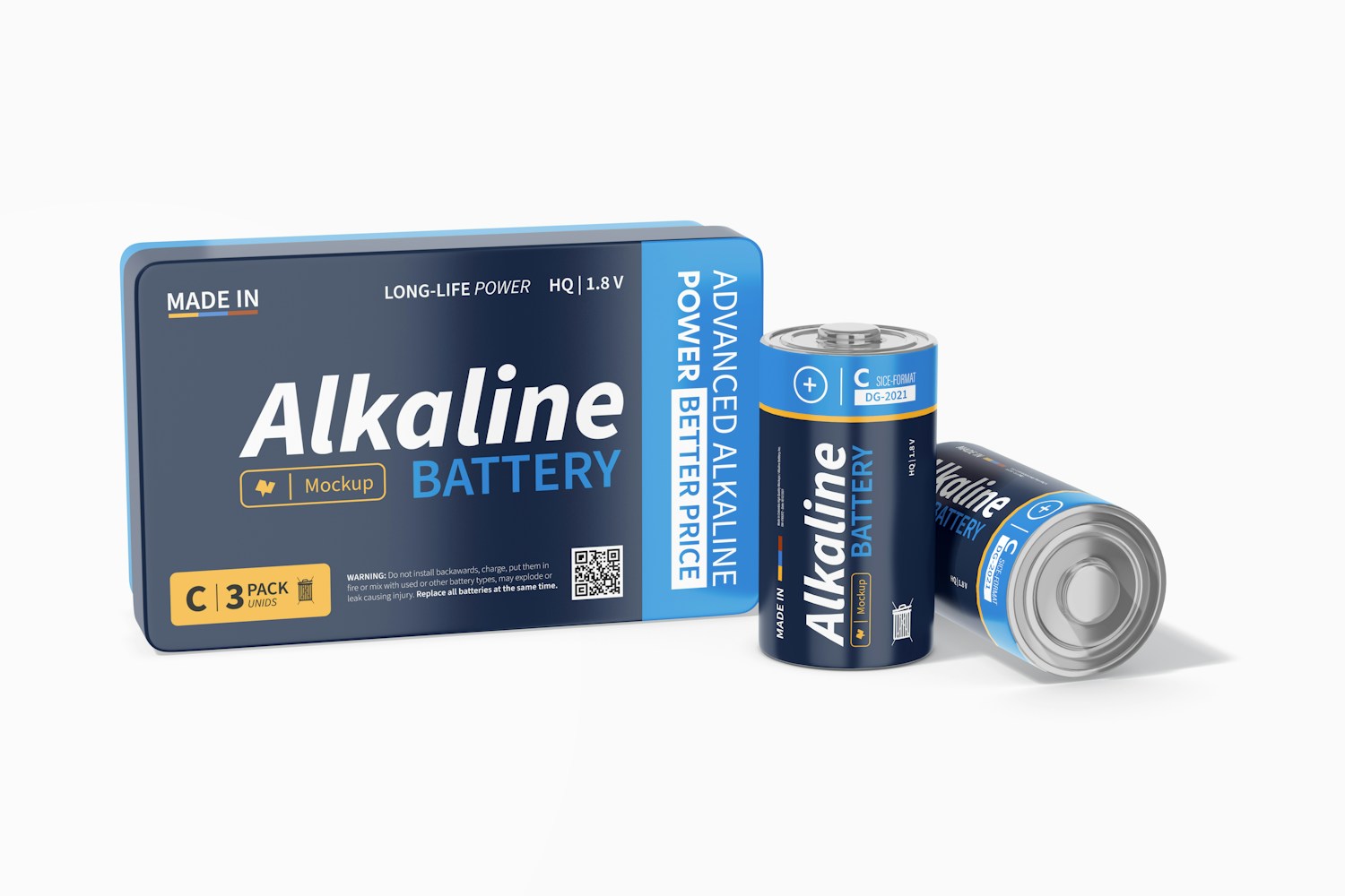 Alkaline Batteries Type C With Case Mockup 02